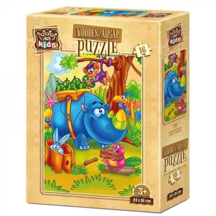 Çalışkan Gergedan 16 Parça Ahşap Puzzle