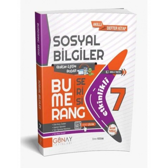 7. Sınıf Sosyal Bilgiler Bumerang Serisi Etkinlikli Akıllı Kitap Defter