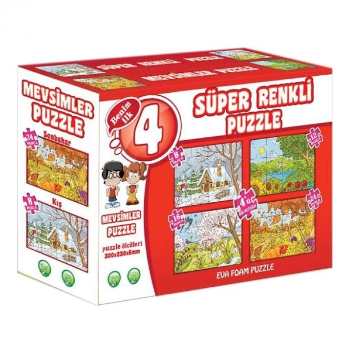 Mevsimler 4ü Bir Kutuda Süper Renkli Puzzle