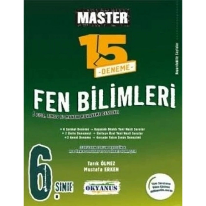 6. Sınıf Master Fen Bilimleri 15 Deneme