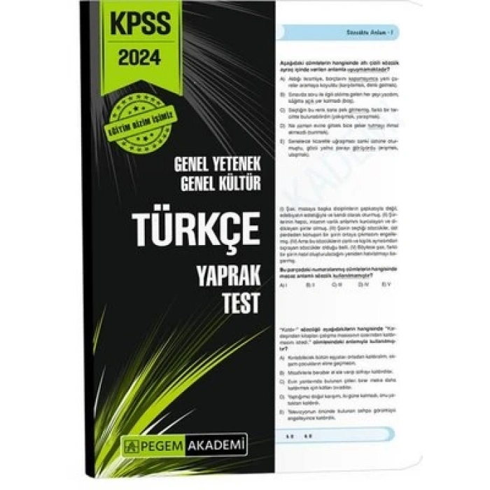 2024 KPSS Genel Yetenek Genel Kültür Türkçe Yaprak Test