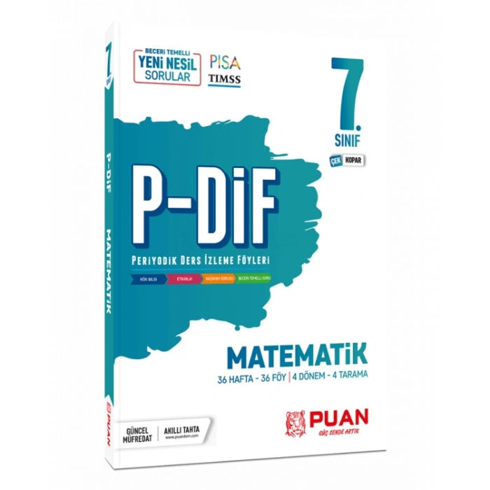 7. Sınıf Matematik P-DİF Periyodik Ders İzleme Föyleri Puan Yayınları