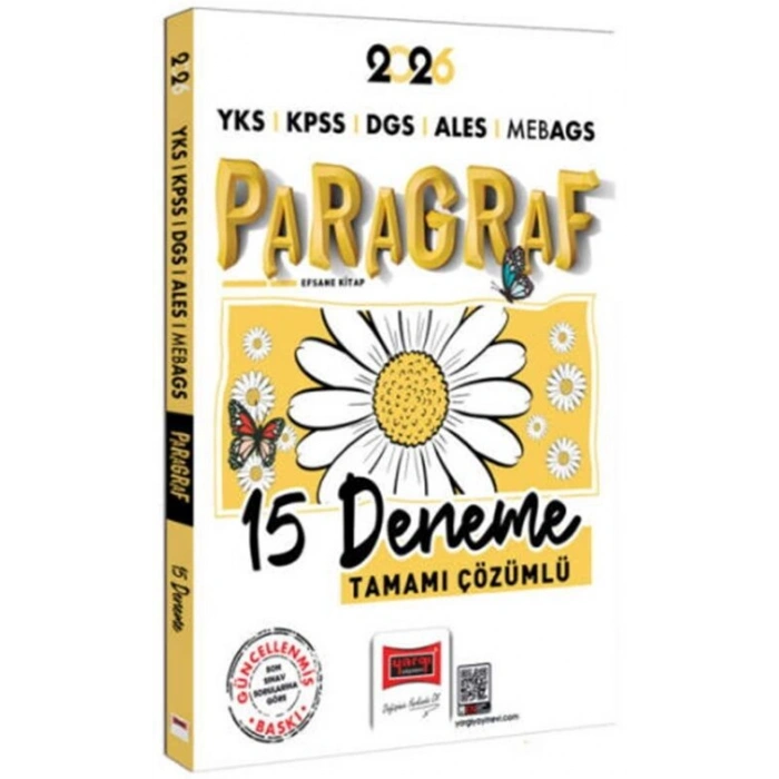 2026 YKS KPSS DGS ALES MEB-AGS Papatya Serisi Paragraf Tamamı Çözümlü 15 Deneme Yargı Yayınları