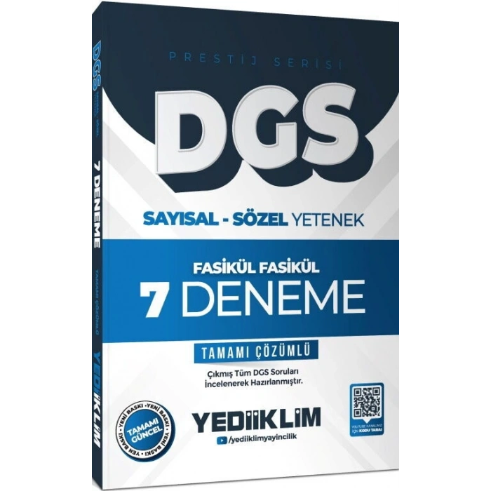 2026 DGS Prestij Serisi Sayısal Sözel Yetenek Tamamı Çözümlü Fasikül Fasikül 7 Deneme Yediiklim Yayınları