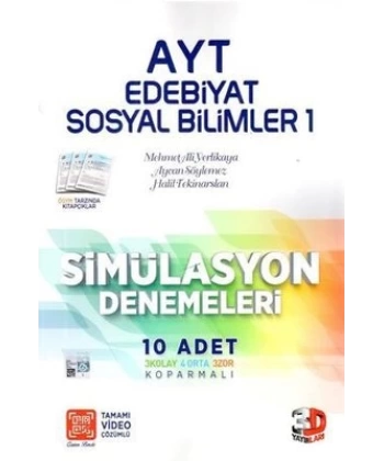 3D Yayınları Ayt Edebiyat Sosyal1 Simülasyon Denemeleri 10