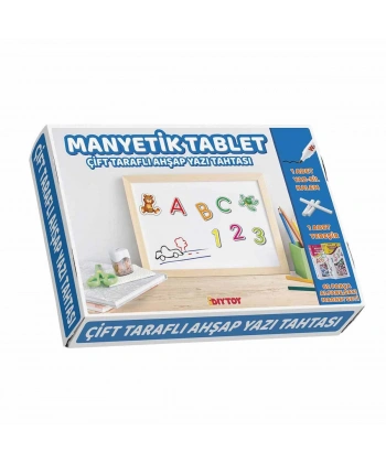 Manyetik Çift Taraflı Tablet Ahşap Yazı Tahtası