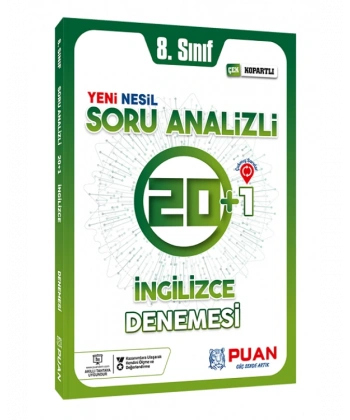 8. Sınıf LGS İngilizce Soru Analizli 20+1 Deneme Puan Yayınları