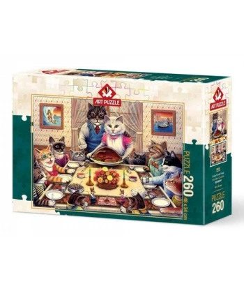 Kedi Ailesi Ziyafette 260 Parça Puzzle