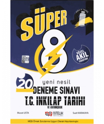 8. Sınıf LGS Süper T.C. İnkılap Tarihi ve Atatürkçülük Yeni Nesil 20 Deneme Sınavı