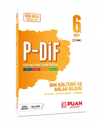 6. Sınıf Din Kültürü ve Ahlak Bilgisi P-DİF Periyodik Ders İzleme Föyleri Puan Yayınları