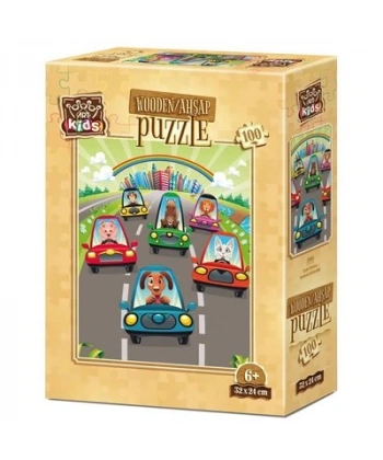 Sevimli Sürücüler 100 Parça Ahşap Puzzle