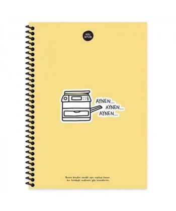 Hisli Şeyler 100 Yaprak Çizgili Defter - Aynen Aynen Aynen