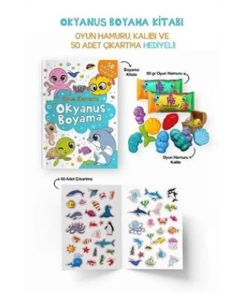 Okyanus Boyama Kitabı - Oyun Hamuru, Oyuncak ve Çıkartma Hediyeli