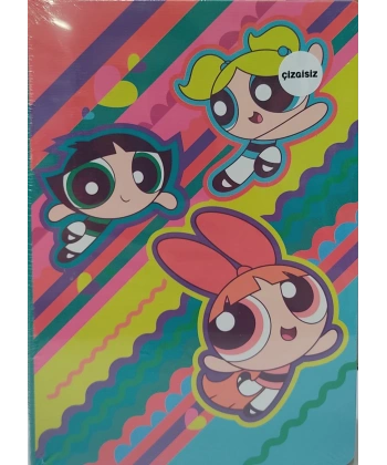 The Powerpuff Girls Sert Kapak Butik Defter Yeşil 80 yp.15*21