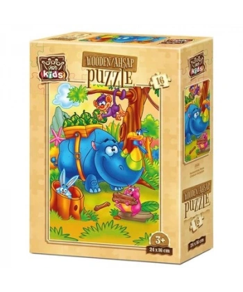 Çalışkan Gergedan 16 Parça Ahşap Puzzle