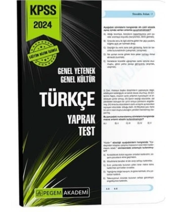 2024 KPSS Genel Yetenek Genel Kültür Türkçe Yaprak Test