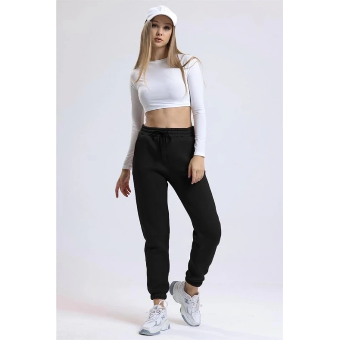 3 iplik şardonlu paça lastikli eşofman siyah is001