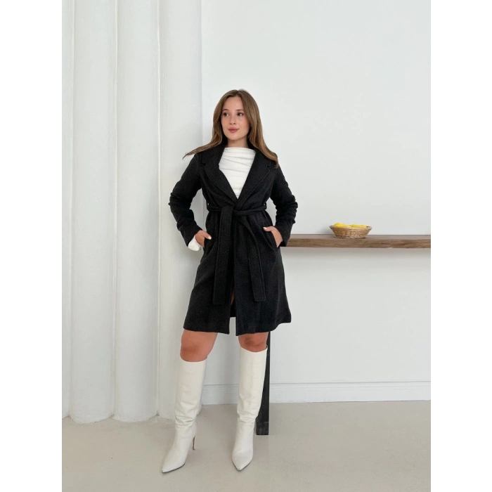 Cepli kuşaklı kaşe kaban antrasit st26458