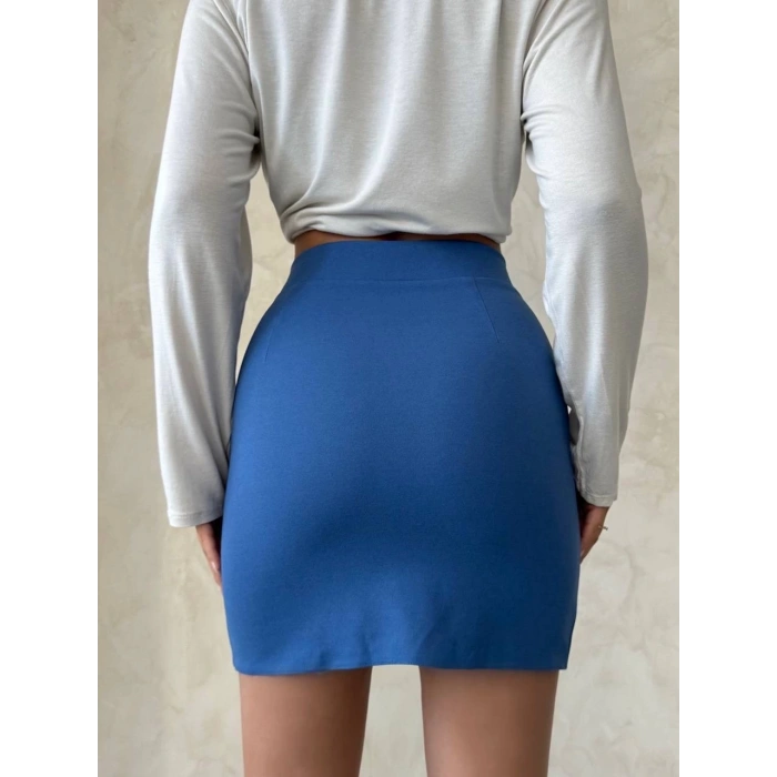 Çift yırtmaçlı etek indigo s25910