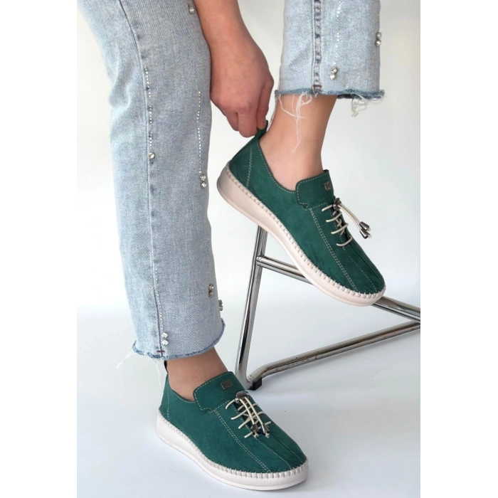 Warte Yeşil Süet Bağcıklı Spor Ayakkabı