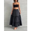 Fırfırlı brodeli astarlı uzun etek siyah s255047
