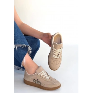 Lendo Bej Süet Bağcıklı Spor Ayakkabı