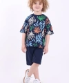 Palmiye Baskılı 3-6 Yaş Oversize Erkek Çocuk Şortlu Yazlık Takım