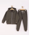 4-8 Yaş Erkek Çocuk fermuarlı 3 İplik Şardonlu Kumaş Alt Üst Takım | Kışlık Çocuk Eşofman Takımı