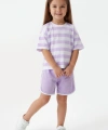 3-10 Yaş Kız Çocuk %100 Pamuk Yazlık Çizgili Takım | Oversize Tişört ve Şort