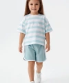 3-10 Yaş Kız Çocuk %100 Pamuk Yazlık Çizgili Takım | Oversize Tişört ve Şort