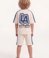 5-8 Yaş LA Baskılı Erkek Çocuk Oversize %100 Pamuk Yazlık Takım–Rahat Kesim Şortlu Kombin