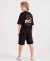 5-12 Yaş Erkek Çocuk Oversize Güneş Baskı Şortlu Takım | %100 Pamuk Rahat Yazlık Kombin