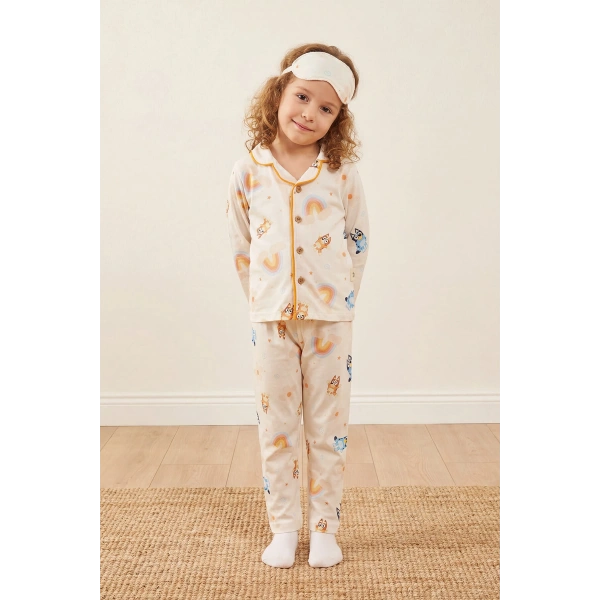 3–10 Yaş Çocuk Pijama Takımı | Göz Bantlı | Rahat & Nefes Alan