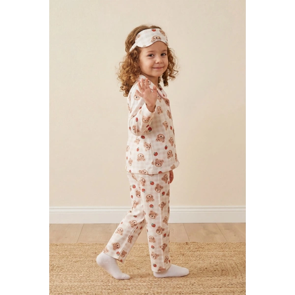 3–10 Yaş Çocuk Pijama Takımı | Göz Bantlı | Rahat & Nefes Alan