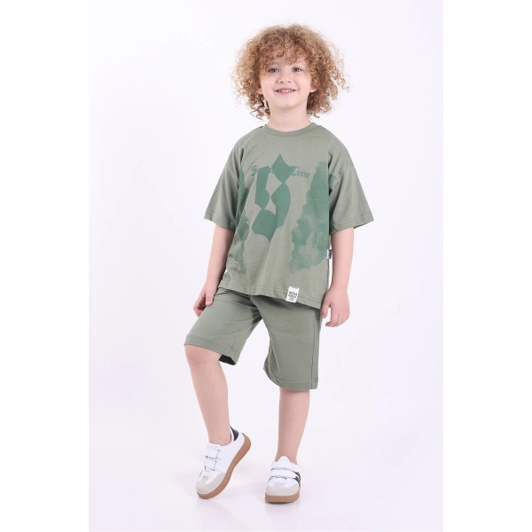 S Baskılı Arma Detaylı 3-6 Yaş Oversize Erkek Çocuk Şortlu Yazlık Takım