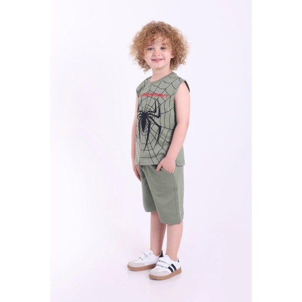 Örümcek Adam Baskılı Kolsuz 3-6 Yaş Erkek Çocuk Oversize Şortlu Yazlık Takım