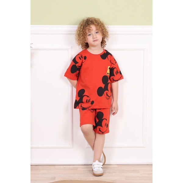 Micky Baskılı 3-6 Yaş Oversize Çocuk Yazlık Şortlu Takım