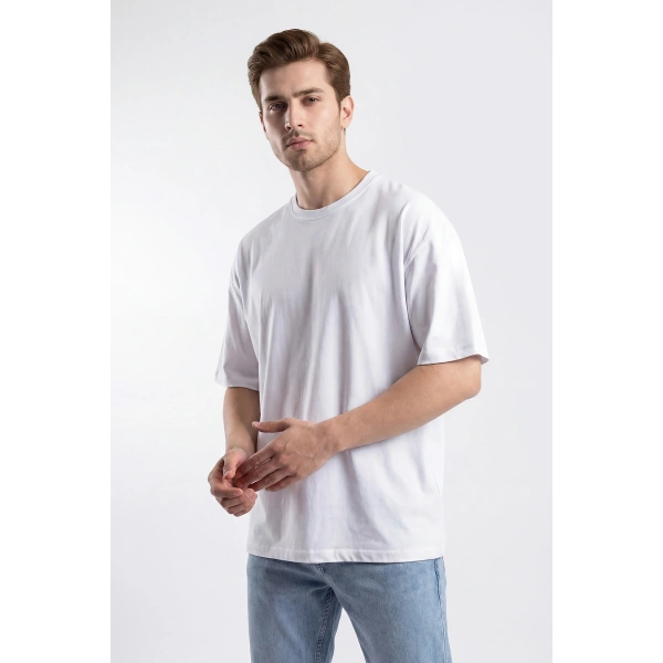 Erkek Basic Tişört %100 Pamuk Oversize kalıp Günlük Spor T-Shirt