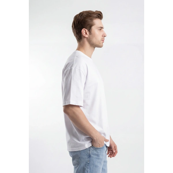 Erkek Basic Tişört %100 Pamuk Oversize kalıp Günlük Spor T-Shirt