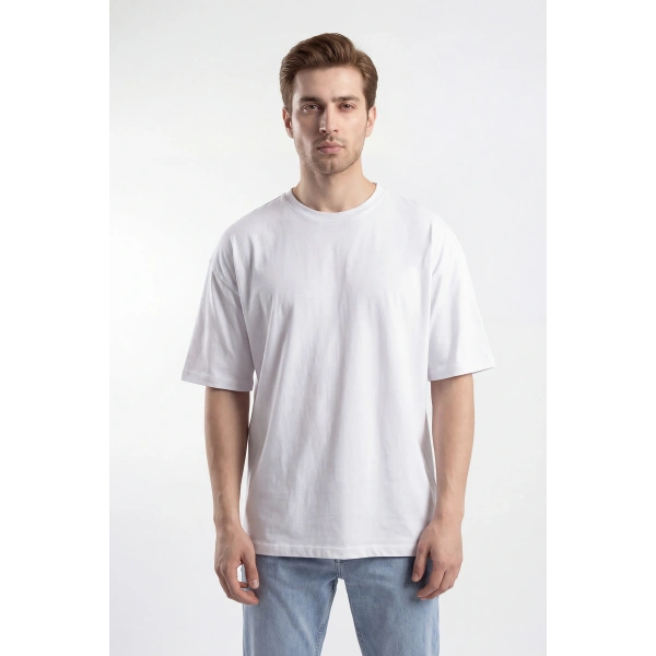 Erkek Basic Tişört %100 Pamuk Oversize kalıp Günlük Spor T-Shirt