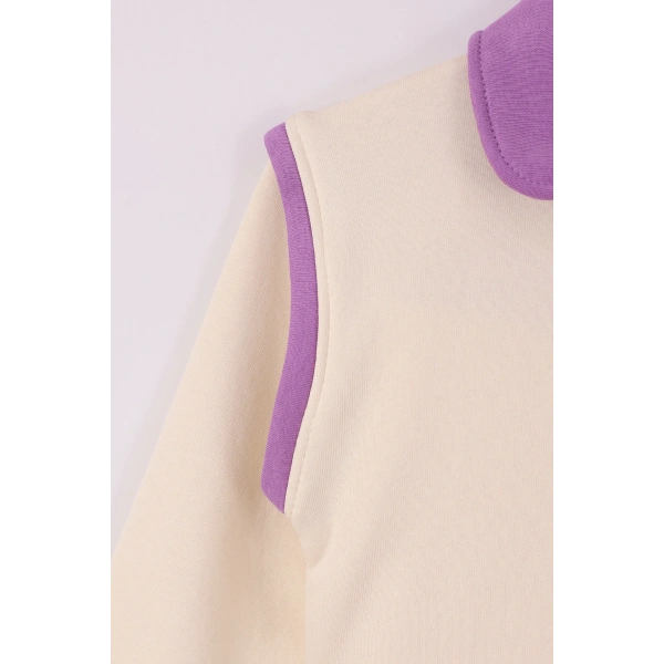 4-8 Yaş Kız Çocuk Yarım patlı 3 İplik Şardonlu Kumaş Alt Üst Takım | Kışlık Çocuk Eşofman Takımı