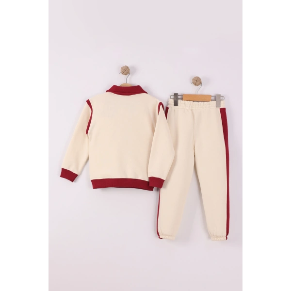 4-8 Yaş Kız Çocuk Yarım patlı 3 İplik Şardonlu Kumaş Alt Üst Takım | Kışlık Çocuk Eşofman Takımı