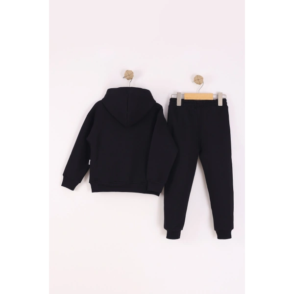 4-8 Yaş Erkek Çocuk fermuarlı 3 İplik Şardonlu Kumaş Alt Üst Takım | Kışlık Çocuk Eşofman Takımı