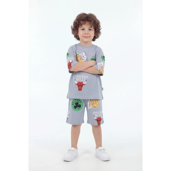 2-8 Yaş Erkek Çocuk Oversize %100 Pamuk Yazlık Takım – Rahat Kesim Günlük Şortlu Kombin