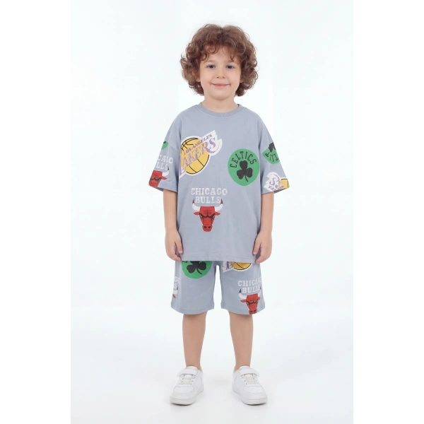 2-8 Yaş Erkek Çocuk Oversize %100 Pamuk Yazlık Takım – Rahat Kesim Günlük Şortlu Kombin