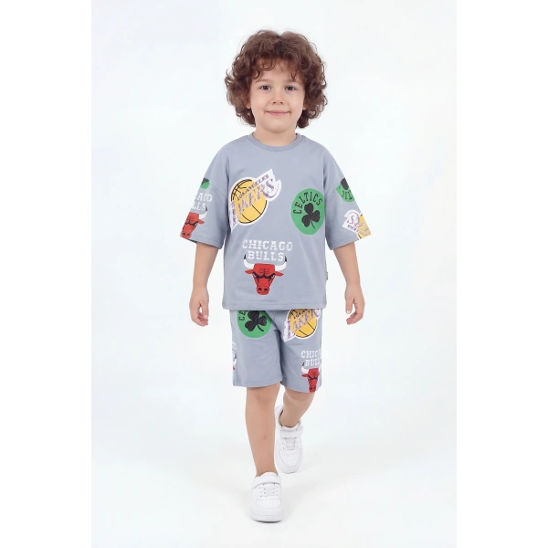 2-8 Yaş Erkek Çocuk Oversize %100 Pamuk Yazlık Takım – Rahat Kesim Günlük Şortlu Kombin