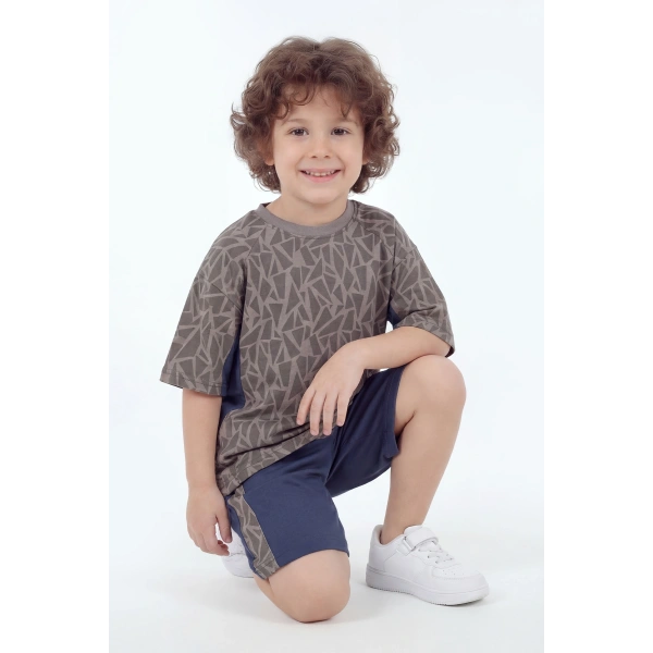 5-12 Yaş Erkek Çocuk Oversize %100 Pamuk Yazlık Takım – Rahat Kesim Günlük Şortlu Kombin