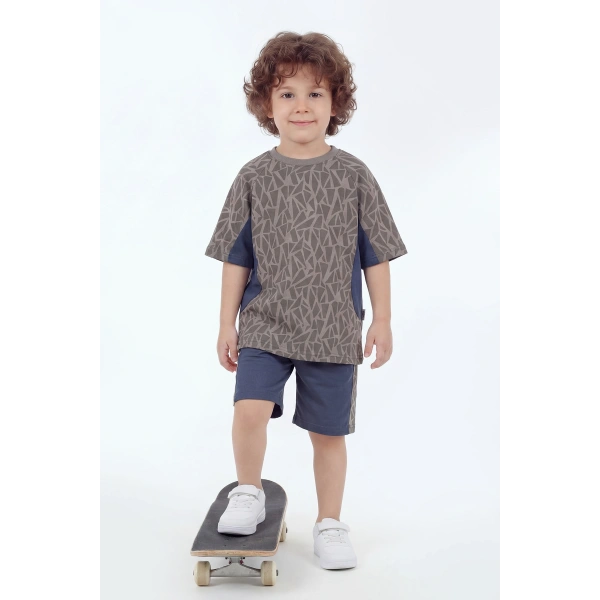 5-12 Yaş Erkek Çocuk Oversize %100 Pamuk Yazlık Takım – Rahat Kesim Günlük Şortlu Kombin