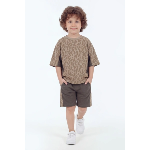 5-12 Yaş Erkek Çocuk Oversize %100 Pamuk Yazlık Takım – Rahat Kesim Günlük Şortlu Kombin