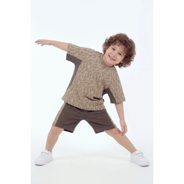 5-12 Yaş Erkek Çocuk Oversize %100 Pamuk Yazlık Takım – Rahat Kesim Günlük Şortlu Kombin